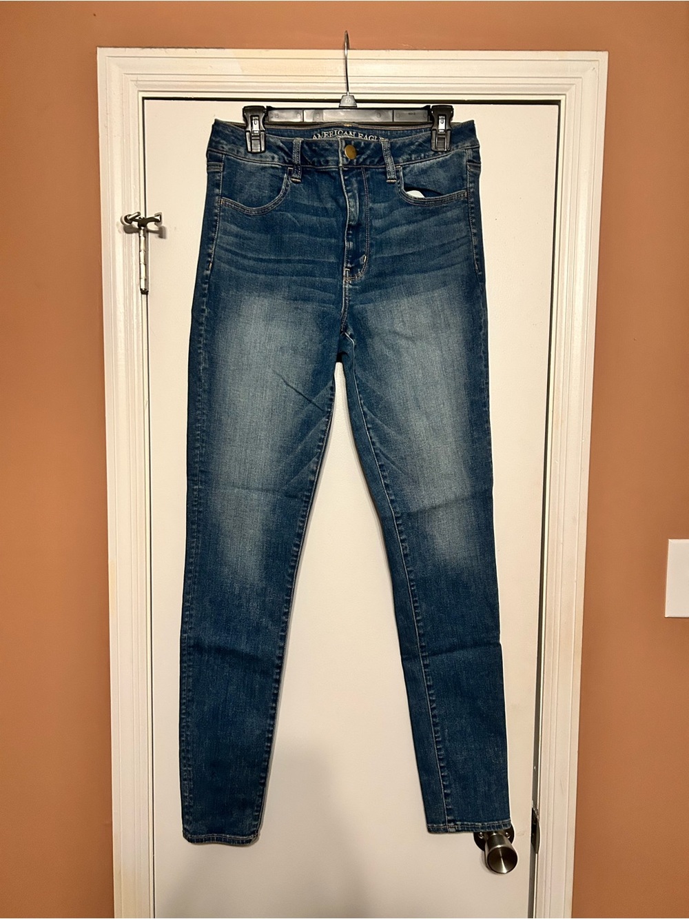 American Eagle Skinny Jeans Women’s 12 X-Long Medium Wash Stretch Denim Tall
